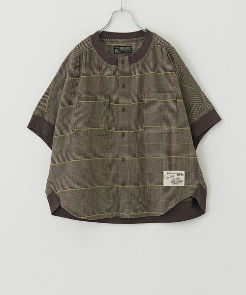 CUBE SUGAR（キューブシュガー）の「空紡糸先染めチェック柄リブ付バルーンシャツ（シャツ/ブラウス・レディース・グレー/マスタード/ピンク/グリーン/マルチ・M）」の17枚目の写真