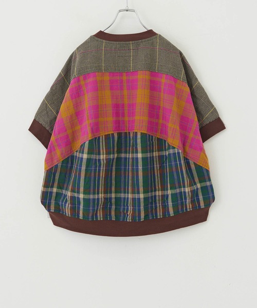 CUBE SUGAR（キューブシュガー）の「空紡糸先染めチェック柄リブ付バルーンシャツ（シャツ/ブラウス・レディース・グレー/マスタード/ピンク/グリーン/マルチ・M）」の9枚目の写真