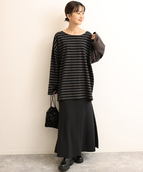 JOURNAL STANDARD relume（ジャーナルスタンダード　レリューム）の「《追加3》マルチボーダークルーネックTEE（Tシャツ/カットソー・レディース・ホワイト/ベージュ/ブラック系その他/ネイビー・FREE）」の21枚目の写真