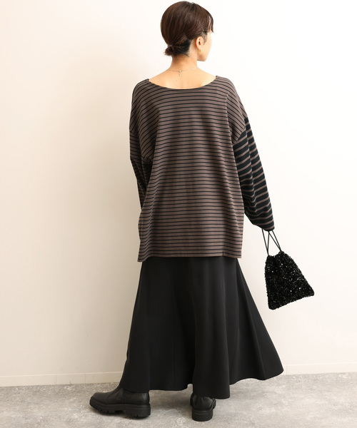 JOURNAL STANDARD relume（ジャーナルスタンダード　レリューム）の「《追加3》マルチボーダークルーネックTEE（Tシャツ/カットソー・レディース・ホワイト/ベージュ/ブラック系その他/ネイビー・FREE）」の10枚目の写真