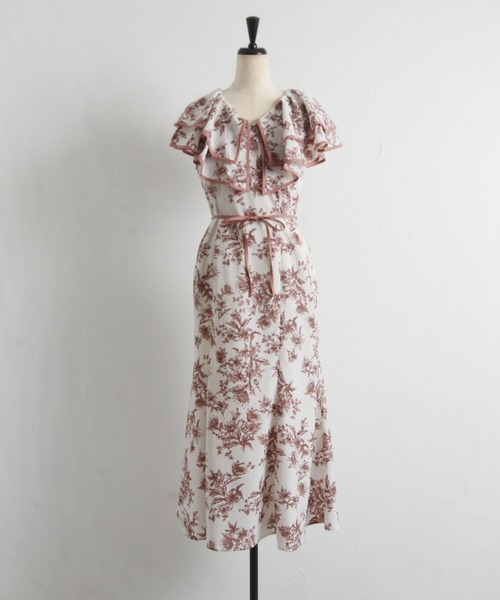 tocco closet(トッコ クローゼット)の「【ZOZO限定】りぼん付きビックカラーフラワートワルドジュイプリントワンピース(ワンピース・レディース・ブラック/オフホワイト/グレイッシュブルー/ピンク系その他・M)」の13枚目の写真