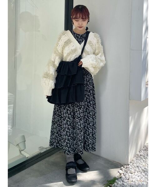 merry jenny（メリージェニー）の「モールシャギーコンビカーディガン（カーディガン/ボレロ・レディース・アイボリー/ピンク・FREE）」の5枚目の写真