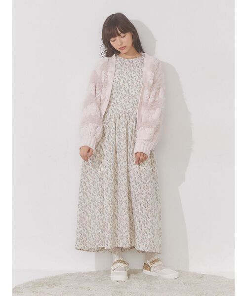 merry jenny（メリージェニー）の「モールシャギーコンビカーディガン（カーディガン/ボレロ・レディース・アイボリー/ピンク・FREE）」の7枚目の写真