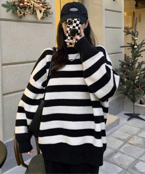 ROOPTOKYO(ループトウキョウ)の「▲ボーダーニットトップス(ニット/セーター・レディース・グリーン/ブラック・FREE)」の19枚目の写真