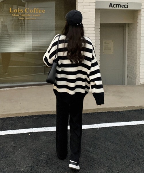 ROOPTOKYO(ループトウキョウ)の「▲ボーダーニットトップス(ニット/セーター・レディース・グリーン/ブラック・FREE)」の20枚目の写真