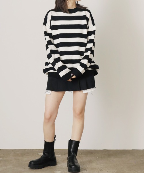 ROOPTOKYO(ループトウキョウ)の「▲ボーダーニットトップス(ニット/セーター・レディース・グリーン/ブラック・FREE)」の13枚目の写真