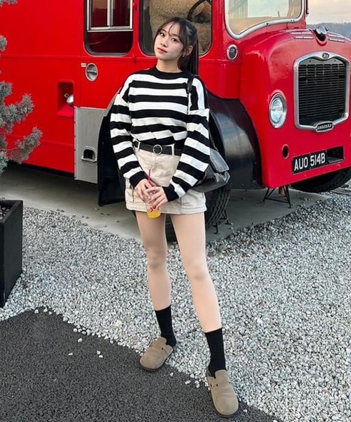 ROOPTOKYO(ループトウキョウ)の「▲ボーダーニットトップス(ニット/セーター・レディース・グリーン/ブラック・FREE)」の15枚目の写真