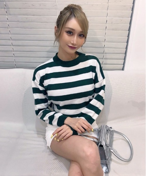 ROOPTOKYO(ループトウキョウ)の「▲ボーダーニットトップス(ニット/セーター・レディース・グリーン/ブラック・FREE)」の17枚目の写真