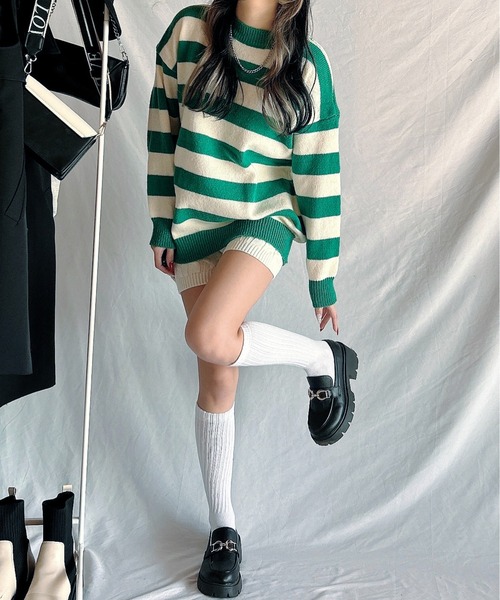 ROOPTOKYO(ループトウキョウ)の「▲ボーダーニットトップス(ニット/セーター・レディース・グリーン/ブラック・FREE)」の22枚目の写真