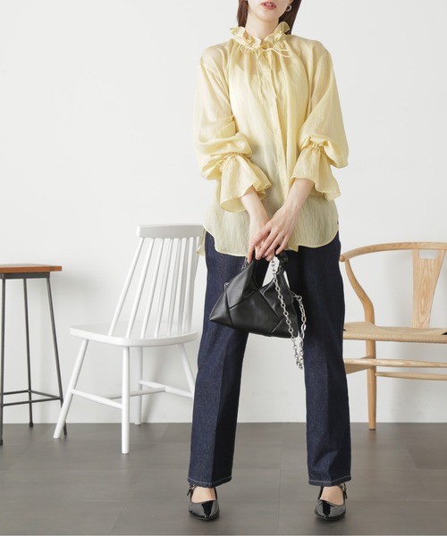 FREE'S MART(フリーズマート)の「◆ギャザーハンドルパネルバッグ(ショルダーバッグ・レディース・シルバー/グリーン/ブラック・フリ-)」の6枚目の写真