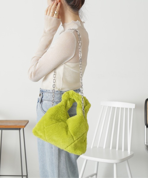 FREE'S MART(フリーズマート)の「◆ギャザーハンドルパネルバッグ(ショルダーバッグ・レディース・シルバー/グリーン/ブラック・フリ-)」の9枚目の写真