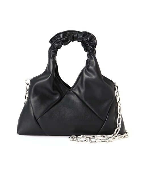 FREE'S MART(フリーズマート)の「◆ギャザーハンドルパネルバッグ(ショルダーバッグ・レディース・シルバー/グリーン/ブラック・フリ-)」の13枚目の写真