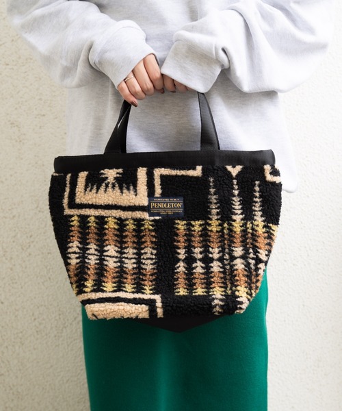 PENDLETON（ペンドルトン）の「∴【 PENDLETON / ペンドルトン 】 ボア素材 ミニトートバッグ BOA TOTE（トートバッグ・レディース・ブラック/オフホワイト/ブラウン・FREE）」の21枚目の写真