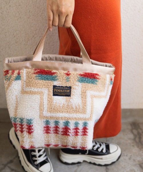 PENDLETON（ペンドルトン）の「∴【 PENDLETON / ペンドルトン 】 ボア素材 ミニトートバッグ BOA TOTE（トートバッグ・レディース・ブラック/オフホワイト/ブラウン・FREE）」の22枚目の写真