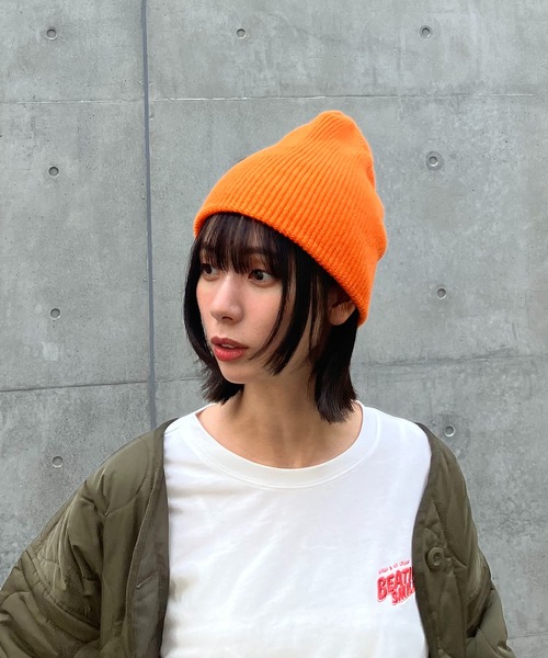 AS KNOW AS plus（アズノゥアズプラス）の「カラーリブニットビーニー（ニットキャップ/ビーニー・レディース・アイボリー/ブラック/チャコールグレー/ブルー/オレンジ・FREE）」の5枚目の写真