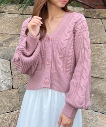 アンゴラタッチケーブルニットカーディガン