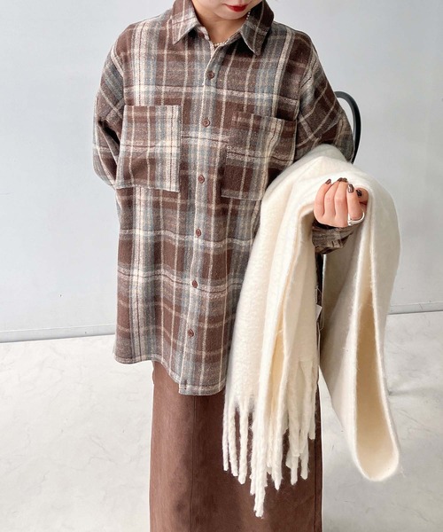 AS KNOW AS plus（アズノゥアズプラス）の「☆ダブルポケット ビッグシャツ  (ストライプ ・チェック・デニムシャツ)【【UNISEX ITEM】（シャツ/ブラウス・レディース・アイボリー系/ベージュ系/ブラック系/ブラック系その他/ブラウン系2/アイボリー系2/ブラック系2/ブラウン系3/サックスブルー系3/ブラック系3/ブルー系4/ホワイト系その他4/ホワイト系4/ブルー系その他4・FREE）」の9枚目の写真