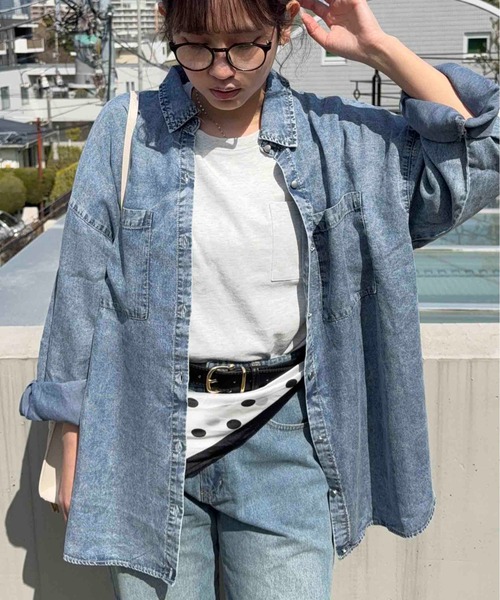 AS KNOW AS plus（アズノゥアズプラス）の「☆ダブルポケット ビッグシャツ  (ストライプ ・チェック・デニムシャツ)【【UNISEX ITEM】（シャツ/ブラウス・レディース・アイボリー系/ベージュ系/ブラック系/ブラック系その他/ブラウン系2/アイボリー系2/ブラック系2/ブラウン系3/サックスブルー系3/ブラック系3/ブルー系4/ホワイト系その他4/ホワイト系4/ブルー系その他4・FREE）」の13枚目の写真