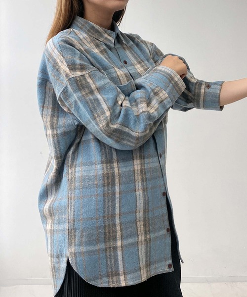 セール】☆ダブルポケット チェックビッグシャツ（シャツ/ブラウス