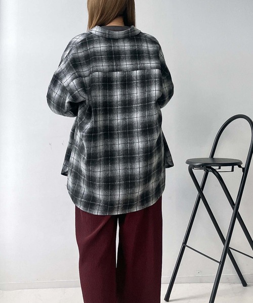 セール】☆ダブルポケット チェックビッグシャツ（シャツ/ブラウス