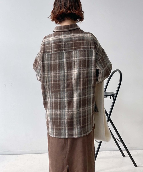 セール】☆ダブルポケット チェックビッグシャツ（シャツ/ブラウス