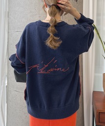 ふんわり暖かい大人ニット。バック刺繍リンキングニット