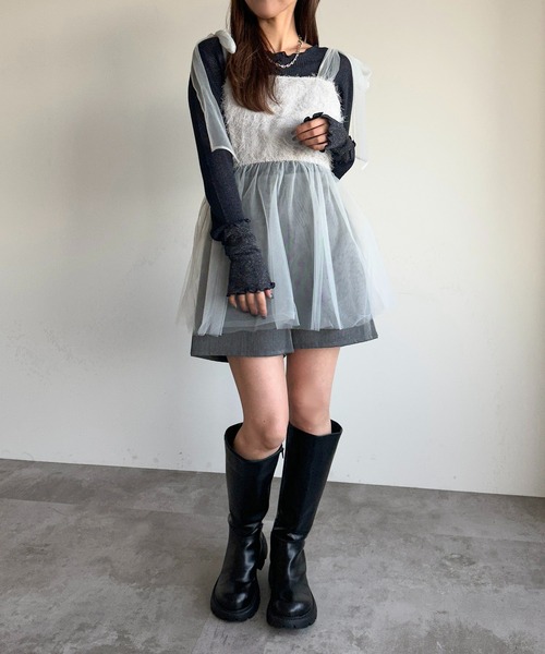 apres jour mignon(アプレジュールミニョン)の「ジャガードチュールキャミチュニック【ZOZOTOWN限定アイテム】(その他トップス・レディース・ブラック/アイボリー/グレー・フリー/X-LARGE)」の19枚目の写真