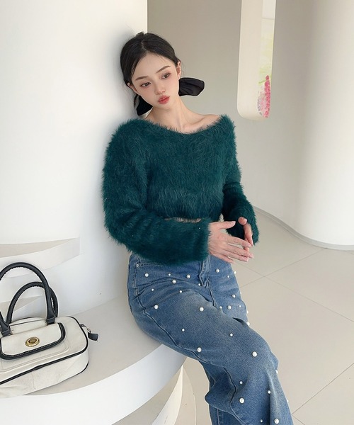 Jasmine Grandiflorum(ジャスミングランディフローラム)の「【Jasmine】2WAYシャギーニットプルオーバー (AW) (LV)(ニット/セーター・レディース・ブラック/グリーン/グレー/ホワイト/イエロー/パープル・FREE)」の20枚目の写真