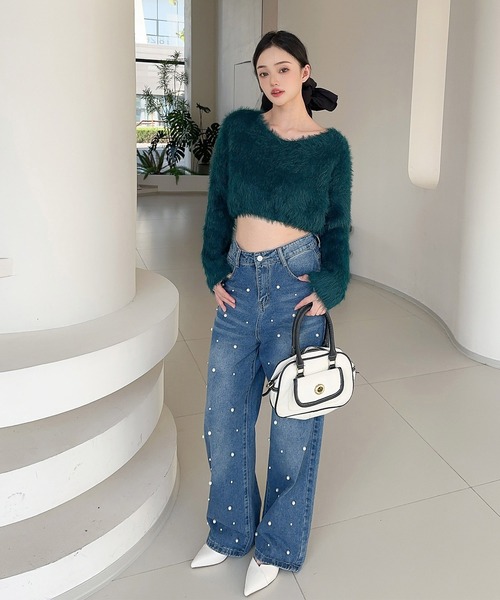 Jasmine Grandiflorum(ジャスミングランディフローラム)の「【Jasmine】2WAYシャギーニットプルオーバー (AW) (LV)(ニット/セーター・レディース・ブラック/グリーン/グレー/ホワイト/イエロー/パープル・FREE)」の22枚目の写真