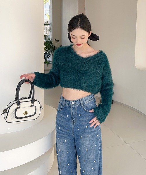 Jasmine Grandiflorum(ジャスミングランディフローラム)の「【Jasmine】2WAYシャギーニットプルオーバー (AW) (LV)(ニット/セーター・レディース・ブラック/グリーン/グレー/ホワイト/イエロー/パープル・FREE)」の21枚目の写真