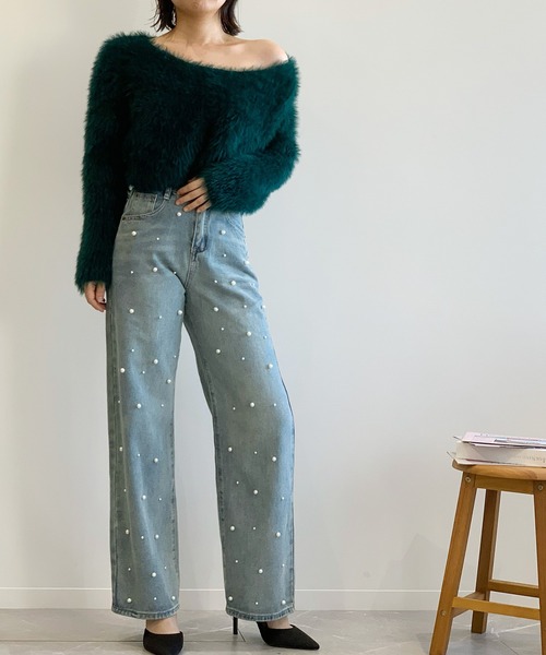 Jasmine Grandiflorum(ジャスミングランディフローラム)の「【Jasmine】2WAYシャギーニットプルオーバー (AW) (LV)(ニット/セーター・レディース・ブラック/グリーン/グレー/ホワイト/イエロー/パープル・FREE)」の13枚目の写真