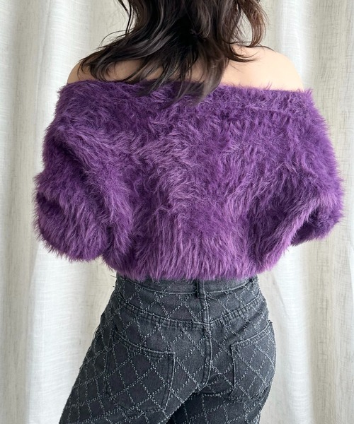 Jasmine Grandiflorum(ジャスミングランディフローラム)の「【Jasmine】2WAYシャギーニットプルオーバー (AW) (LV)(ニット/セーター・レディース・ブラック/グリーン/グレー/ホワイト/イエロー/パープル・FREE)」の14枚目の写真