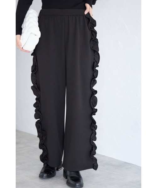 &. NOSTALGIA（アンドドットノスタルジア）の「【ZOZO限定】サイドフリルラインジョーゼットパンツ（その他パンツ・レディース・ブラック・FREE）」の18枚目の写真