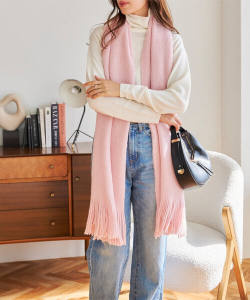 KOBE LETTUCE（コウベレタス）の「ミンクタッチもっちりストール（ストール/ショール・レディース・ベージュ/グレー/ブラック/ピンク/グリーン/イエロー/アイボリー/ブルー・FREE）」の8枚目の写真