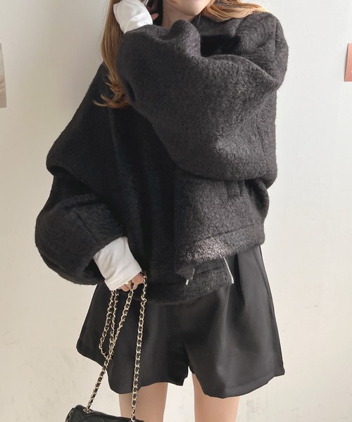 Futier land(フューティアランド)の「シーブボアショートジャケット(ブルゾン・レディース・アイボリー/ブラック/グレイッシュベージュ・MEDIUM)」の15枚目の写真