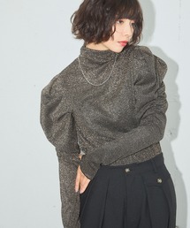 ELLEgirl | 《新色追加》ラメハイネックパフスリーブトップス【ELLEgirl/エル ガール】(Tシャツ/カットソー)