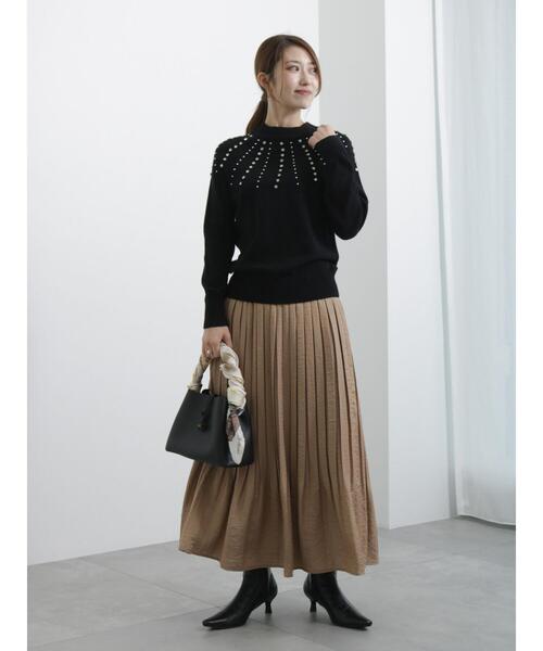 Te chichi(テチチ)の「光沢サテンロングプリーツスカート(スカート・レディース・ベージュ/グレー・F)」の7枚目の写真