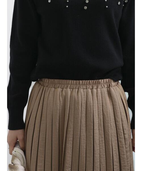 Te chichi(テチチ)の「光沢サテンロングプリーツスカート(スカート・レディース・ベージュ/グレー・F)」の12枚目の写真