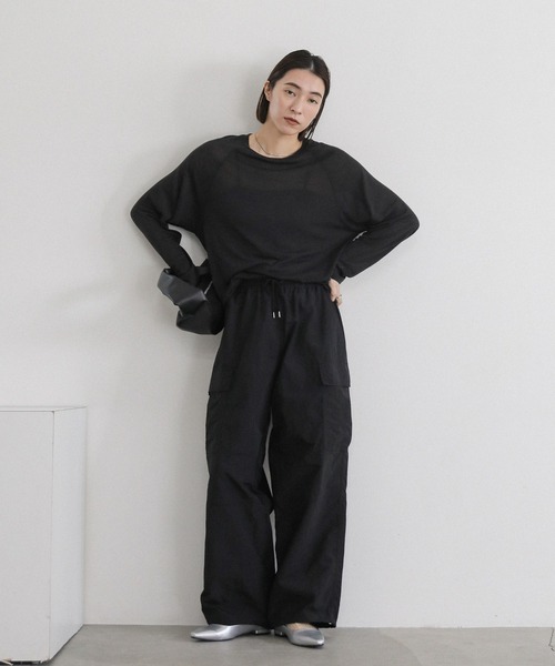 select MOCA（セレクトモカ）の「ナイロンカーゴパンツ（カーゴパンツ・レディース・ブラック/アイボリー/グレー・FREE）」の6枚目の写真