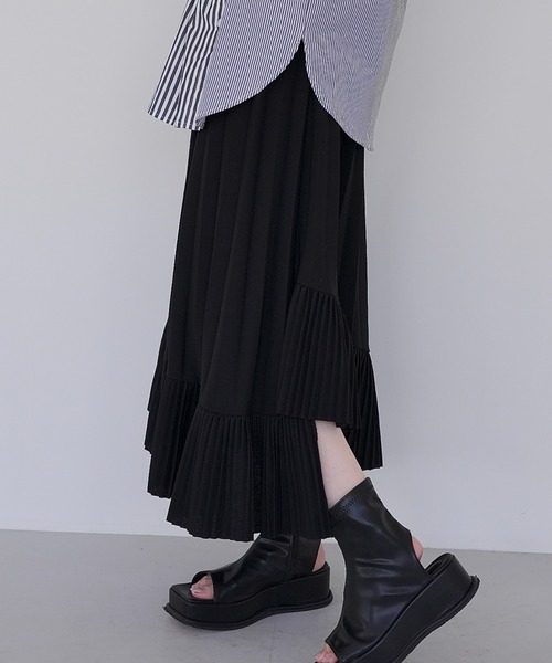 アシンメトリー スカート ロングスカート フリル（スカート