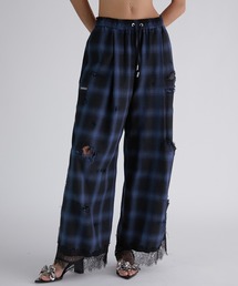 PRANK PROJECT | オンブレーチェックダメージレーストリムパンツ / Ombre Check Damaged Lace Trim Pants(その他パンツ)