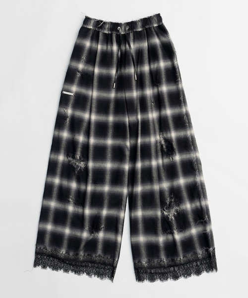 PRANK PROJECT(プランクプロジェクト)の「オンブレーチェックダメージレーストリムパンツ / Ombre Check Damaged Lace Trim Pants(その他パンツ・レディース・ブルー/ブラック・38/36)」の13枚目の写真