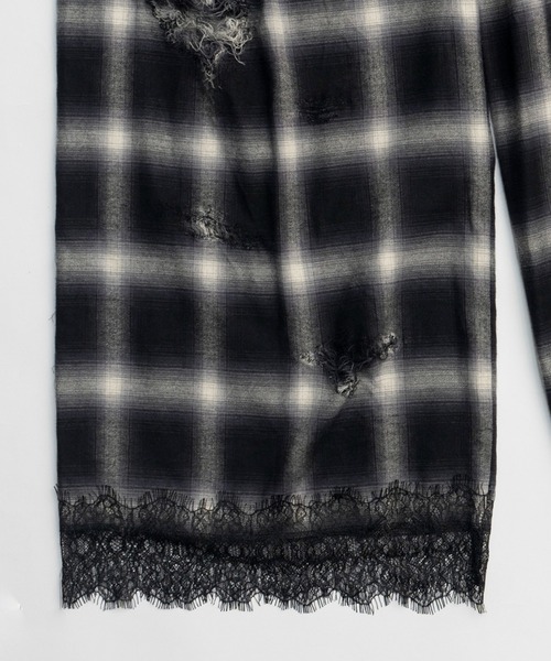 PRANK PROJECT(プランクプロジェクト)の「オンブレーチェックダメージレーストリムパンツ / Ombre Check Damaged Lace Trim Pants(その他パンツ・レディース・ブルー/ブラック・38/36)」の15枚目の写真
