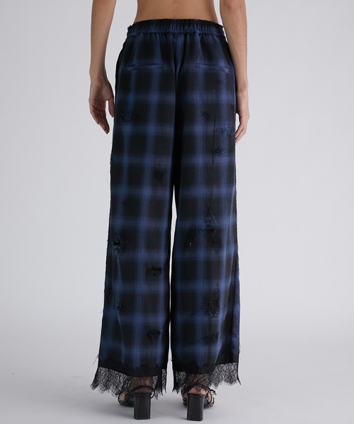 PRANK PROJECT(プランクプロジェクト)の「オンブレーチェックダメージレーストリムパンツ / Ombre Check Damaged Lace Trim Pants(その他パンツ・レディース・ブルー/ブラック・38/36)」の10枚目の写真