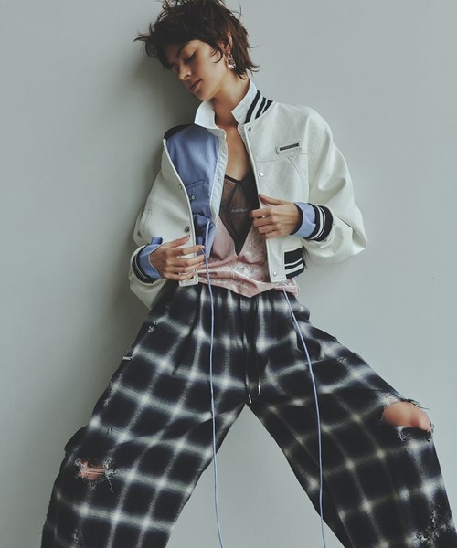 PRANK PROJECT(プランクプロジェクト)の「オンブレーチェックダメージレーストリムパンツ / Ombre Check Damaged Lace Trim Pants(その他パンツ・レディース・ブルー/ブラック・38/36)」の19枚目の写真