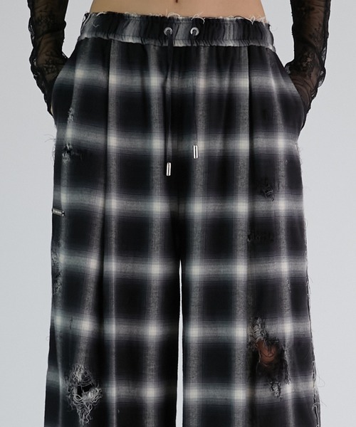 PRANK PROJECT(プランクプロジェクト)の「オンブレーチェックダメージレーストリムパンツ / Ombre Check Damaged Lace Trim Pants(その他パンツ・レディース・ブルー/ブラック・38/36)」の20枚目の写真