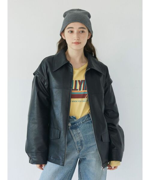 Ungrid（アングリッド）の「マルチウェイフェイクレザーブルゾン（ブルゾン・レディース・ブラック/ブラウン・FREE）」の3枚目の写真