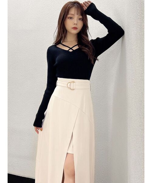 RESEXXY（リゼクシー）の「デコルテクロスニットトップス（ニット/セーター・レディース・ブラック/ホワイト/ピンク/ブルー・FREE）」の15枚目の写真