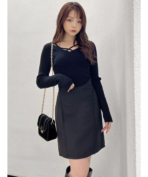 RESEXXY（リゼクシー）の「デコルテクロスニットトップス（ニット/セーター・レディース・ブラック/ホワイト/ピンク/ブルー・FREE）」の18枚目の写真