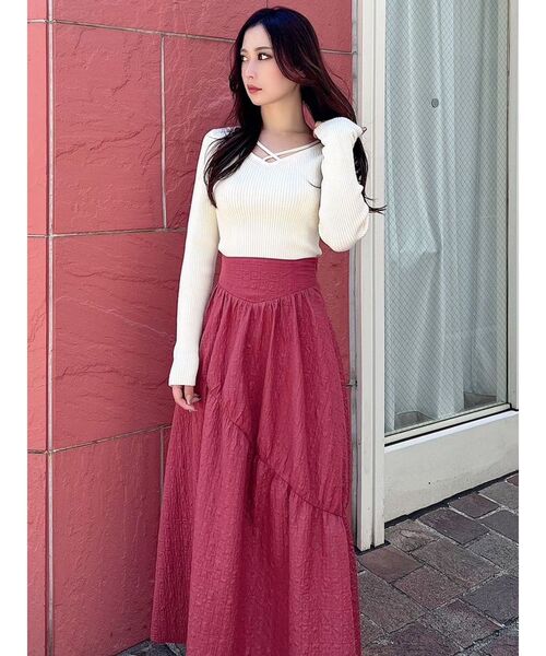 RESEXXY（リゼクシー）の「デコルテクロスニットトップス（ニット/セーター・レディース・ブラック/ホワイト/ピンク/ブルー・FREE）」の20枚目の写真